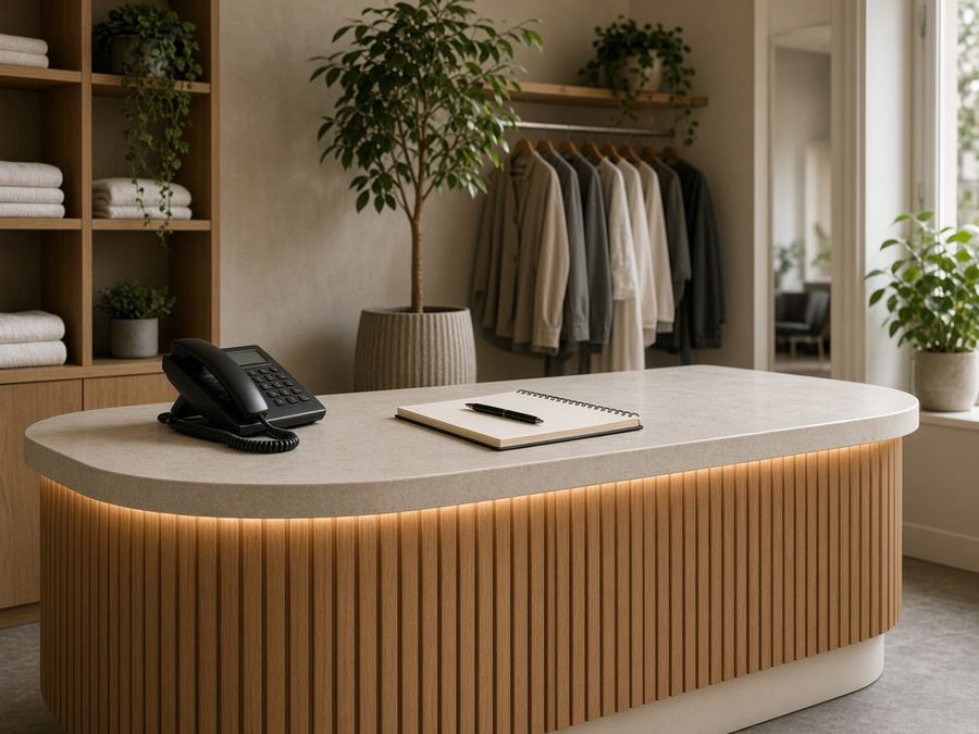 Contact desk at Studio Ribbed Rant in Kraków